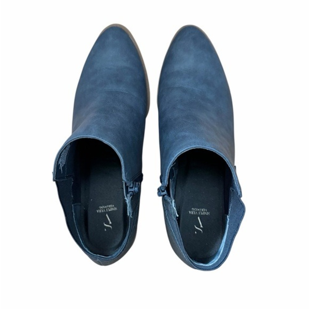 Simply Vera Wang Blue Ankle Booties Women's 8.5 Stacked Block Heel - Picture 7 of 9